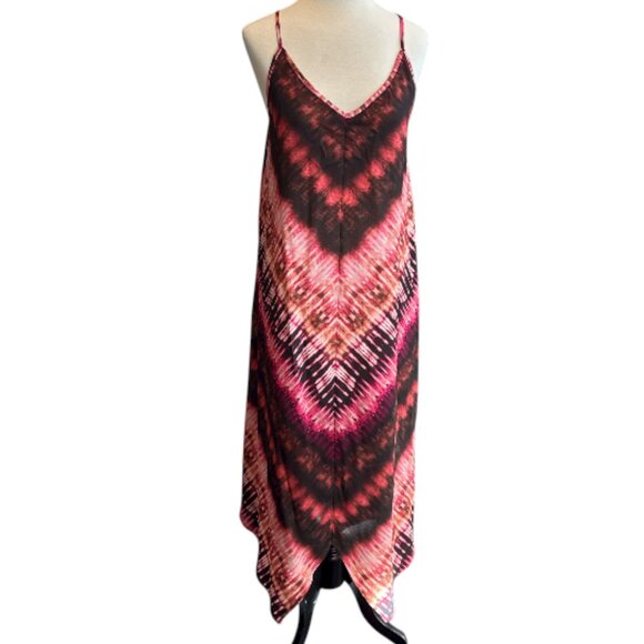 Prana Red Tie Dye Lace Back Tank Dress - Picture 2 of 11